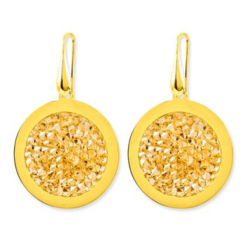 Sterling Silver Gold-plated Round Dangle w/Champagne Crystal Ear, Jewelry Earrings