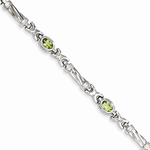 14K White Gold Peridot Bracelet