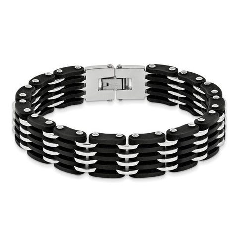 Stainless Steel Mens Rubber Link Bracelet
