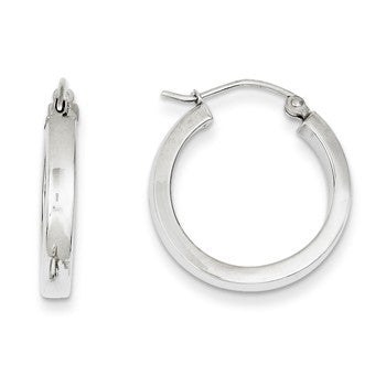 14k White Gold 2x3mm Rectangle Tube Hoop, Jewelry Earrings