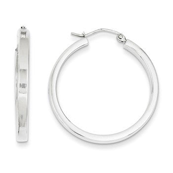 14k White Gold 2x3mm Rectangle Tube Hoop, Jewelry Earrings