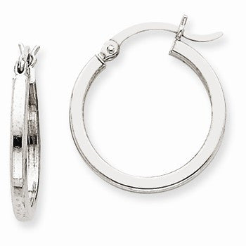 14k White Gold 2mm Square Tube Hoops, Jewelry Earrings