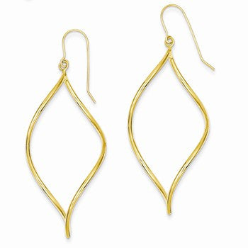 14k Yellow Gold Swirl Drop Earrings