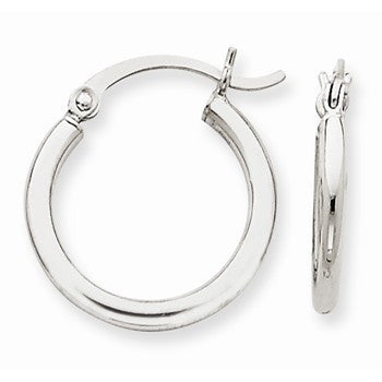 14k White Gold 2mm Round Hoop Earrings