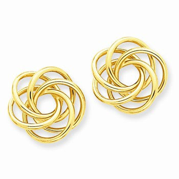 14k Yellow Gold Polished Love Knot Post Earrings