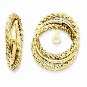 14k Yellow Gold Polished Twisted Fancy Earring Jackets