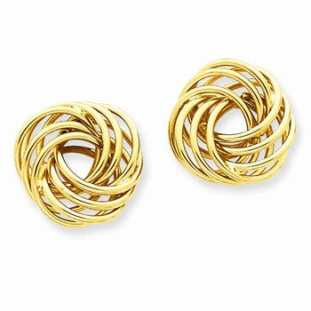 14k Yellow Gold Polished Love Knot Post Earrings
