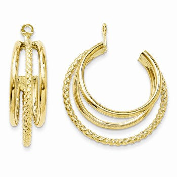 14k Yellow Gold Polished Twisted Triple Hoop Earring Jackets
