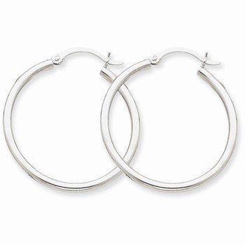 10k White Gold 2mm Hoop Earrings