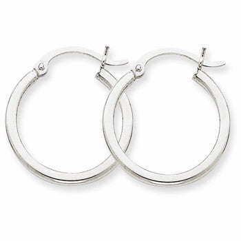 10k White Gold 2mm Round Hoop Earrings