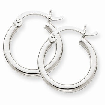 10k White Gold 2mm Round Hoop Earrings