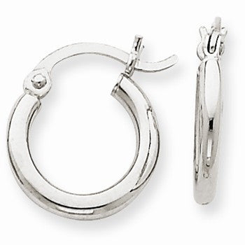 10k White Gold 2mm Round Hoop Earrings