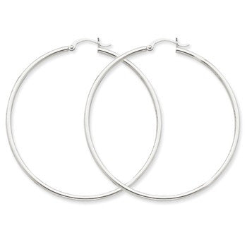 14k White Gold Lightweight Hoop Earrings