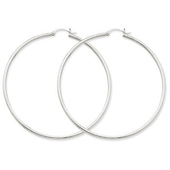 14k White Gold Lightweight Hoop Earrings