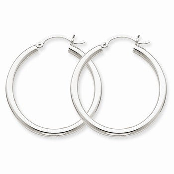 10k White Gold 2.5mm Round Hoop Earrings