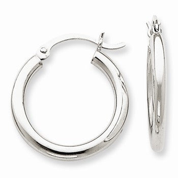 10k White Gold 2.5mm Round Hoop Earrings