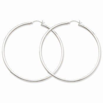 10k White Gold 2.5mm Round Hoop Earrings