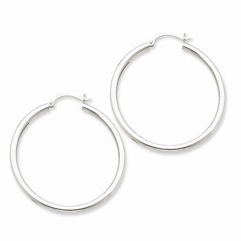 10k White Gold 2.5mm Round Hoop Earrings