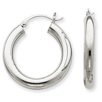14k Yellow Gold Polished 4mm Lightweight Round Hoop Earrings