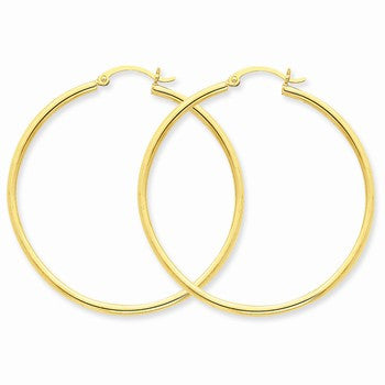 10k Yellow Gold Polished 2mm Round Hoop Earrings