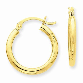 10k Yellow Gold Polished 2.5mm Round Hoop Earrings