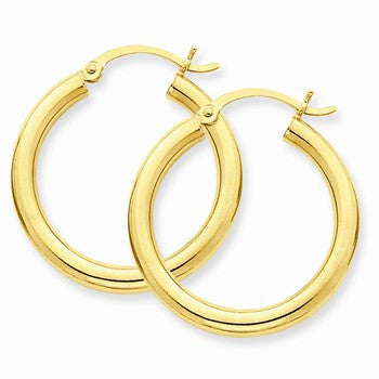 10k Yellow Gold Polished 3mm Round Hoop Earrings