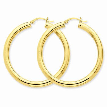 14k Yellow Gold Polished 4mm x 45mm Tube Hoop Earrings