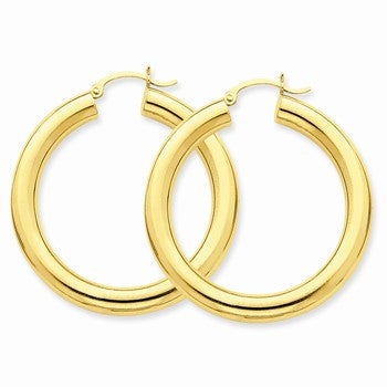 14k Yellow Gold Polished 5mm Tube Hoop Earrings