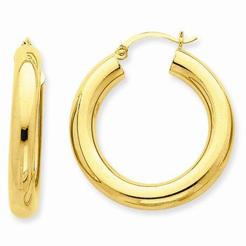 14k Yellow Gold Polished 5mm Tube Hoop Earrings