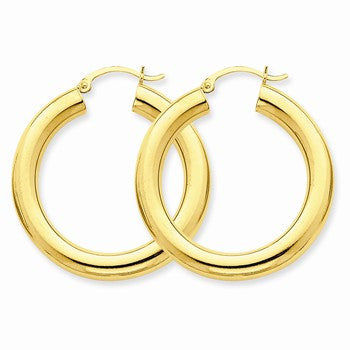 14k Yellow Gold Polished 5mm Tube Hoop Earrings