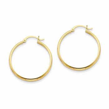 14k Yellow Gold Polished Hoop Earring, Jewelry Earrings
