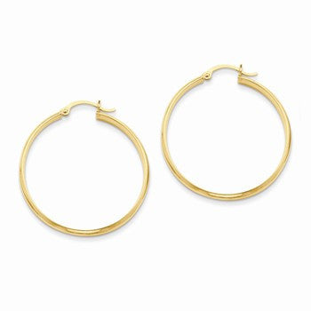 14k Yellow Gold Polished Hoop Earring, Jewelry Earrings