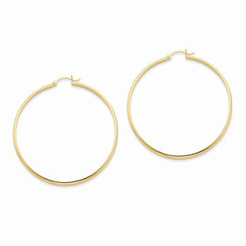 14k Yellow Gold Polished Hoop Earring, Jewelry Earrings