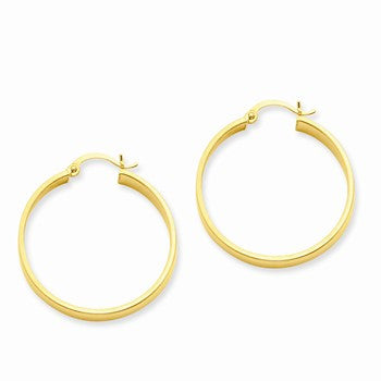 14k Yellow Gold Polished Hoop Earring, Jewelry Earrings