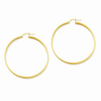 14k Yellow Gold Polished Hoop Earring, Jewelry Earrings