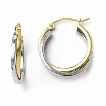 10K Two-tone Polished Hinged Hoop Earrings