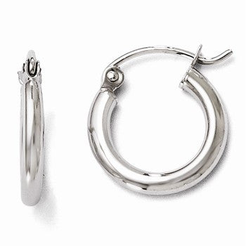 10K White Gold Polished Hinged Hoop Earrings