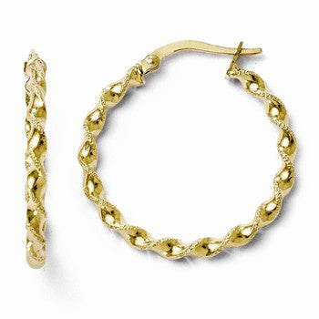 10k Yellow Gold Polished Twisted Hinged Hoop Earrings