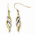 10k Yellow Gold w/Rhodium Polished Shepherd Hook Dangle Earrings