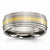 Titanium Ridged Edge with 14k Yellow Inlay 8mm Polished & Brushed Wedding Band
