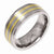 Titanium & 14k Yellow Gold Gold Inlay 8mm Satin and Polished Wedding Band