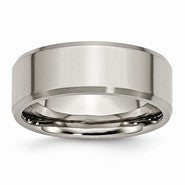 Titanium Beveled Edge 8mm Brushed and Polished Wedding Band