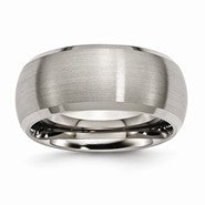 Titanium Beveled Edge 10mm Satin and Polished Wedding Band