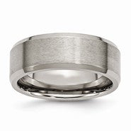 Titanium Beveled Edge 8mm Brushed and Polished Wedding Band