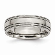 Titanium Grooved and Beaded Edge 6mm Polished Wedding Band