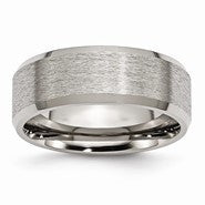 Titanium Beveled Edge 8mm Satin and Polished Wedding Band
