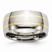 Titanium with 14k Yellow Inlay 11mm Polished Wedding Band
