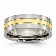 Titanium Yellow IP-plated Grooved 7mm Polished Wedding Band
