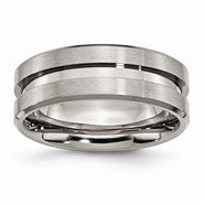 Titanium Grooved 8mm Brushed and Polished Wedding Band