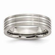Titanium Grooved 6mm Brushed and Polished Wedding Band